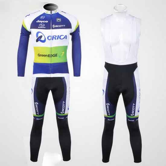 2012 Maillot GreenEDGE Tirantes Mangas Largas azul